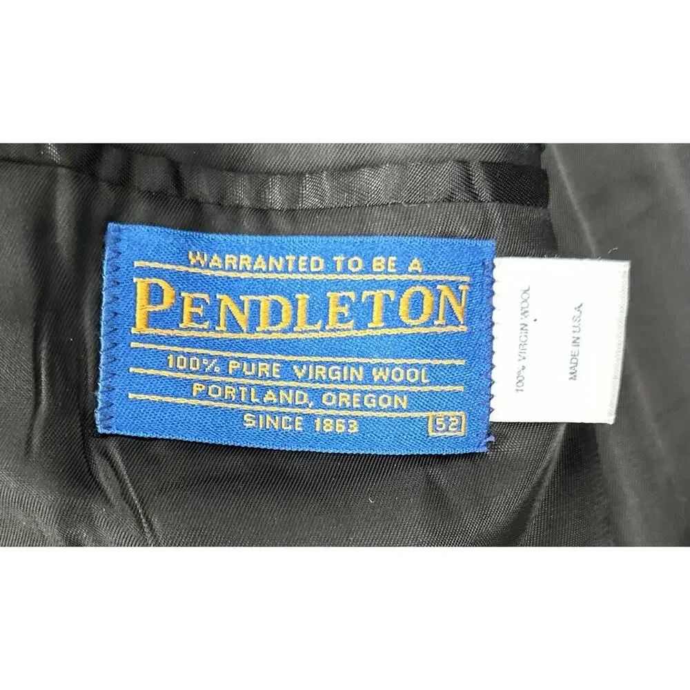 Vintage Pendleton Western Wear Blazer Jacket 52 Wool Herringbone Suede Patch USA
